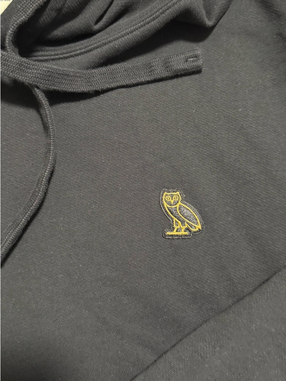 OVO Black Crewneck Sweatshirt with Yellow Owl Embroidery( small in size)